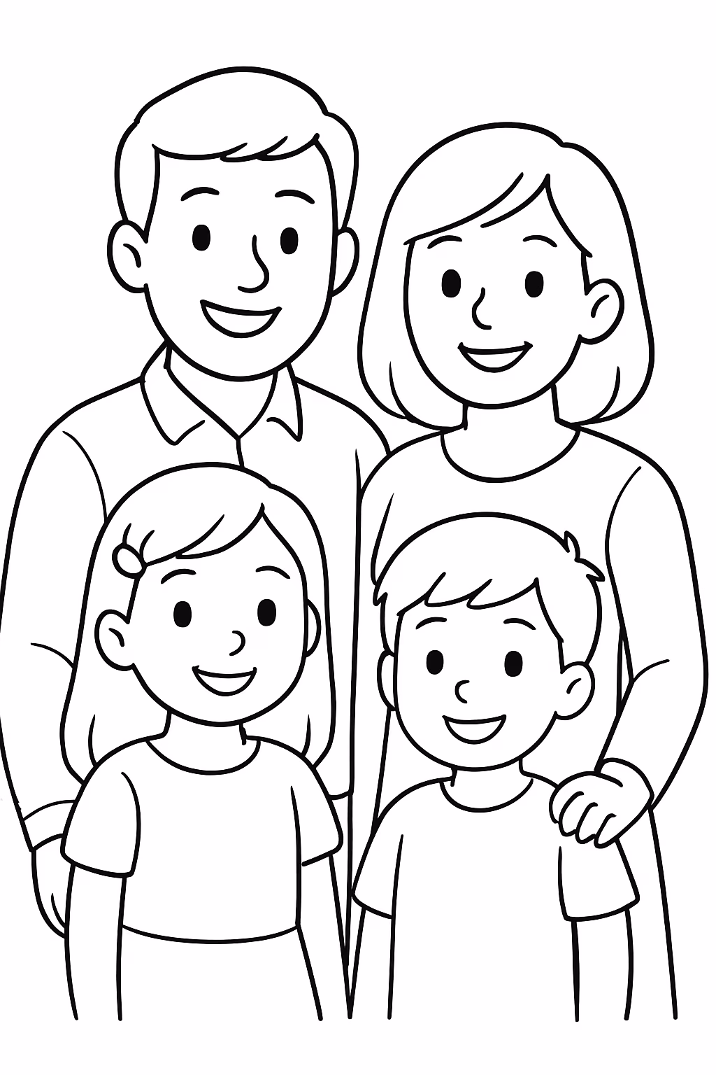 Faca uma familia com papai mamae filha mais velha e para colorir — desenho para imprimir