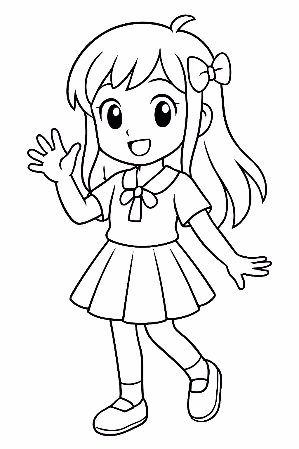 Faca uma mena anime para colorir — desenho para imprimir