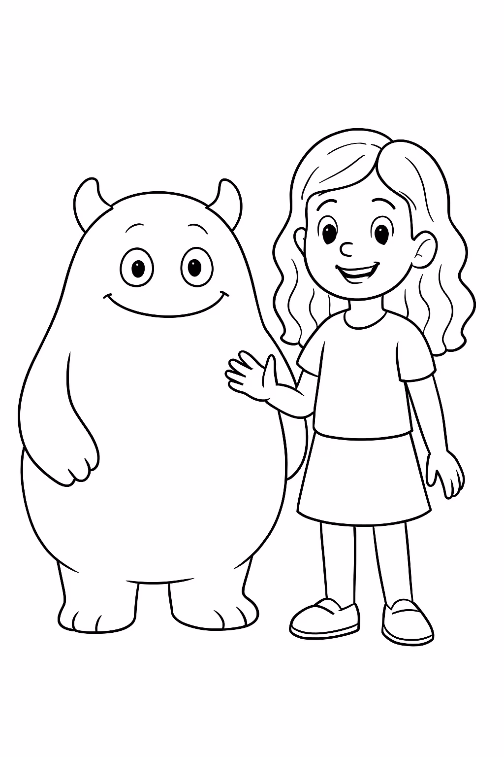 Faca uma menina com o cabelo no meio entre ombro para colorir — desenho para imprimir