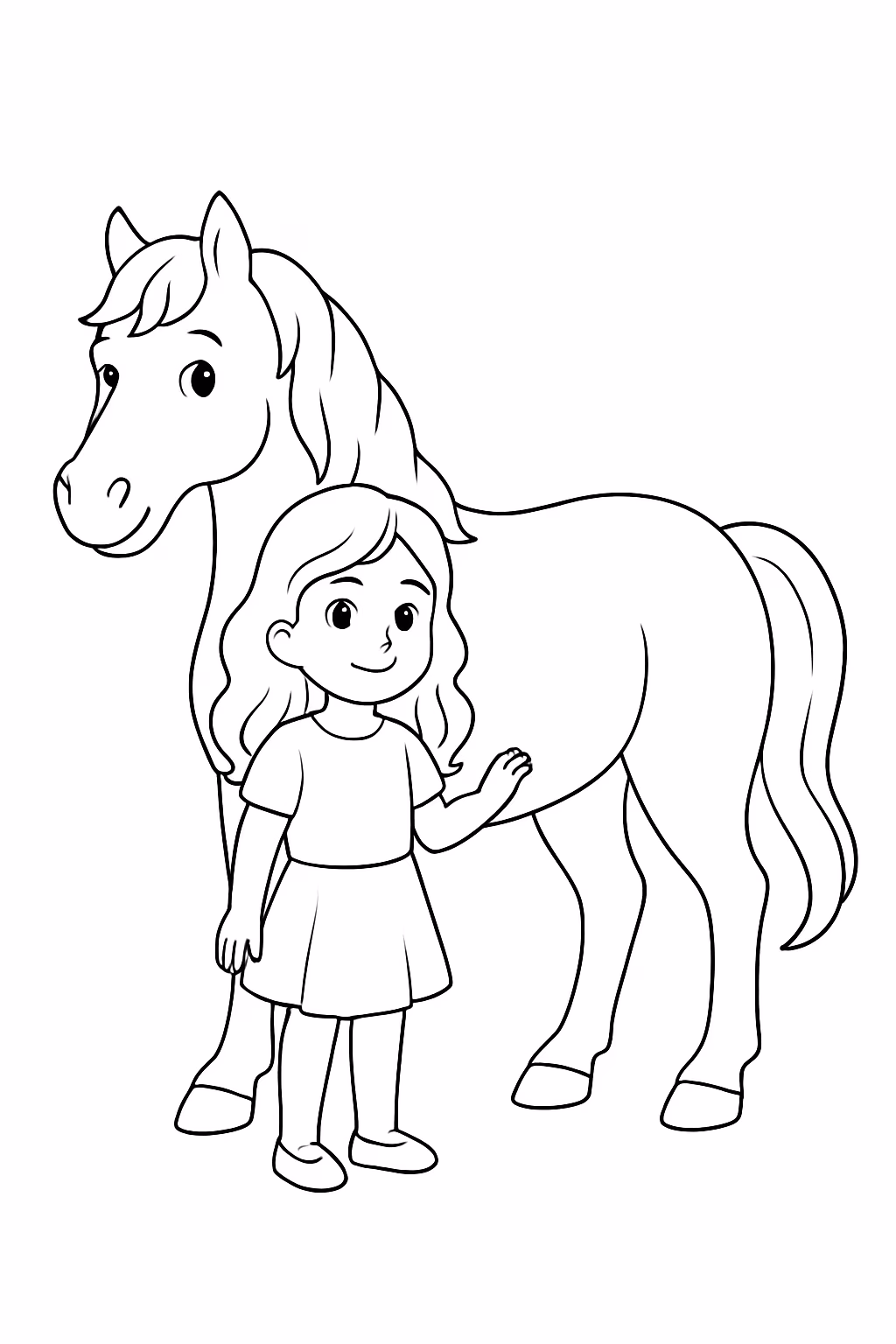 Faca uma menina com o cabelo no meio entre ombro para colorir — desenho para imprimir
