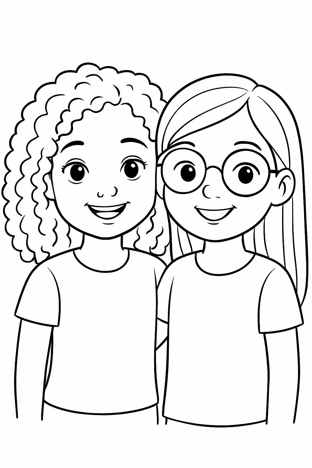 Faca uma menina de cabelos cacheados e com o olho para colorir — desenho para imprimir
