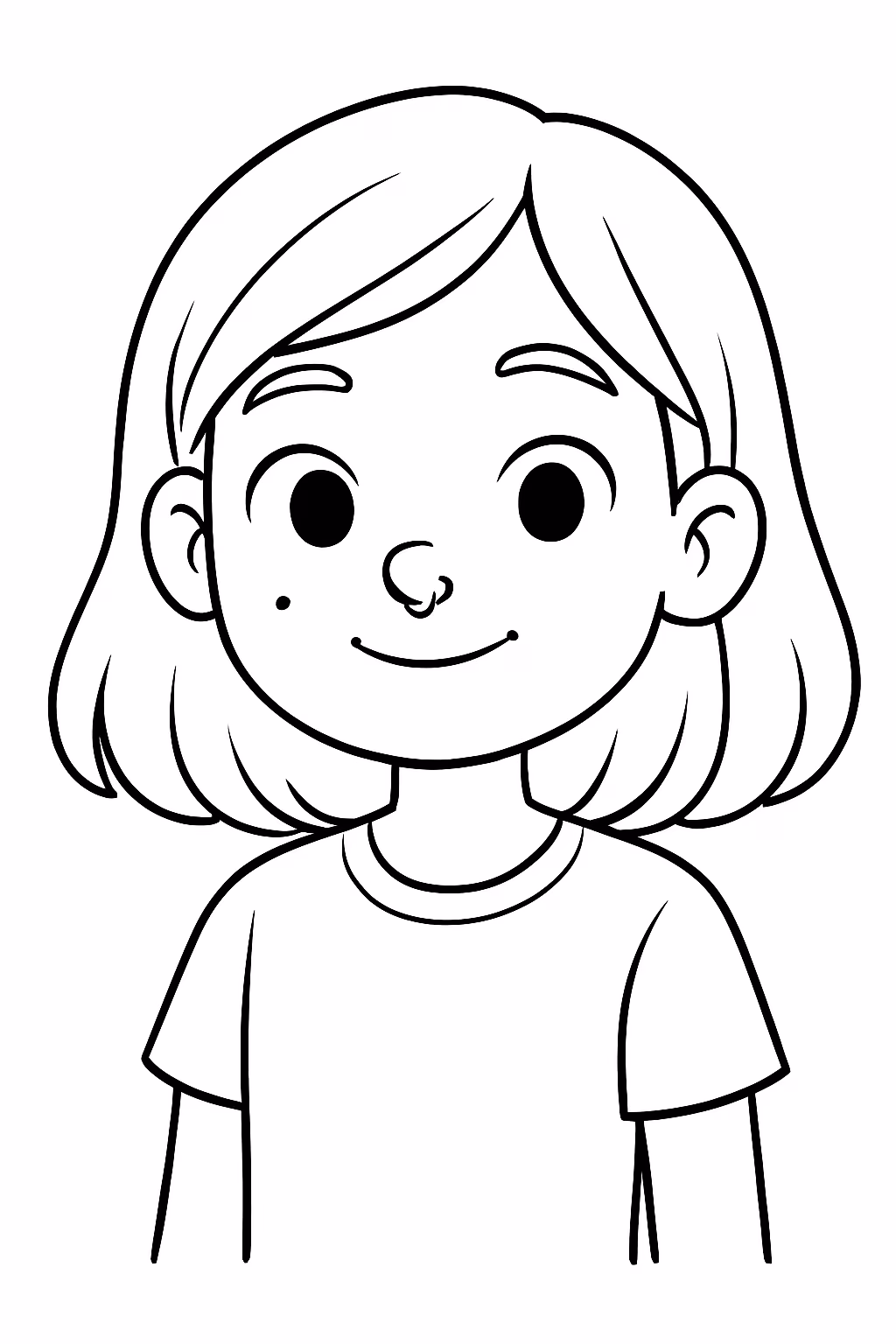Faca uma menina de cabelos medios com uma pinta na para colorir — desenho para imprimir