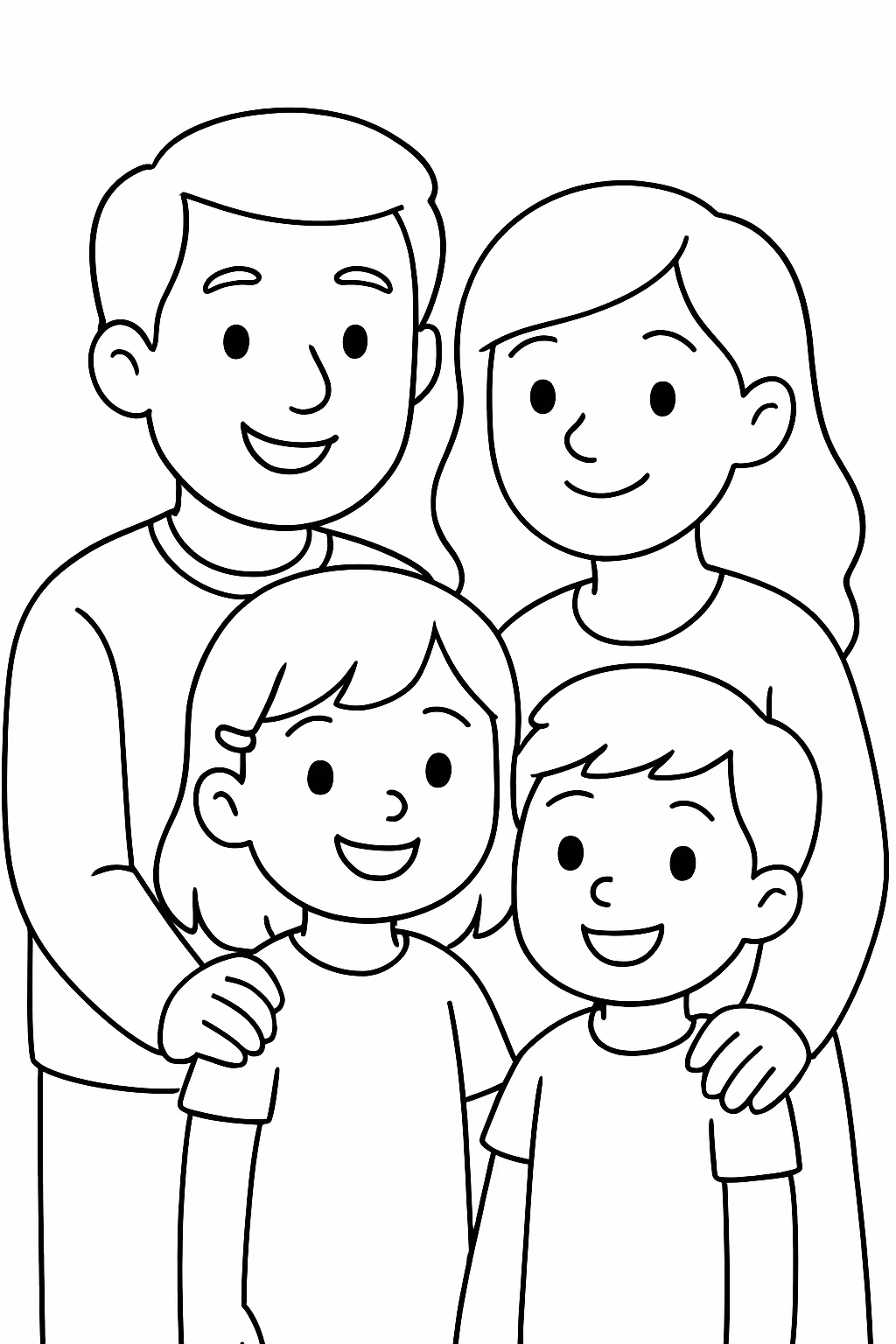 Familia com uma menina para colorir — desenho para imprimir