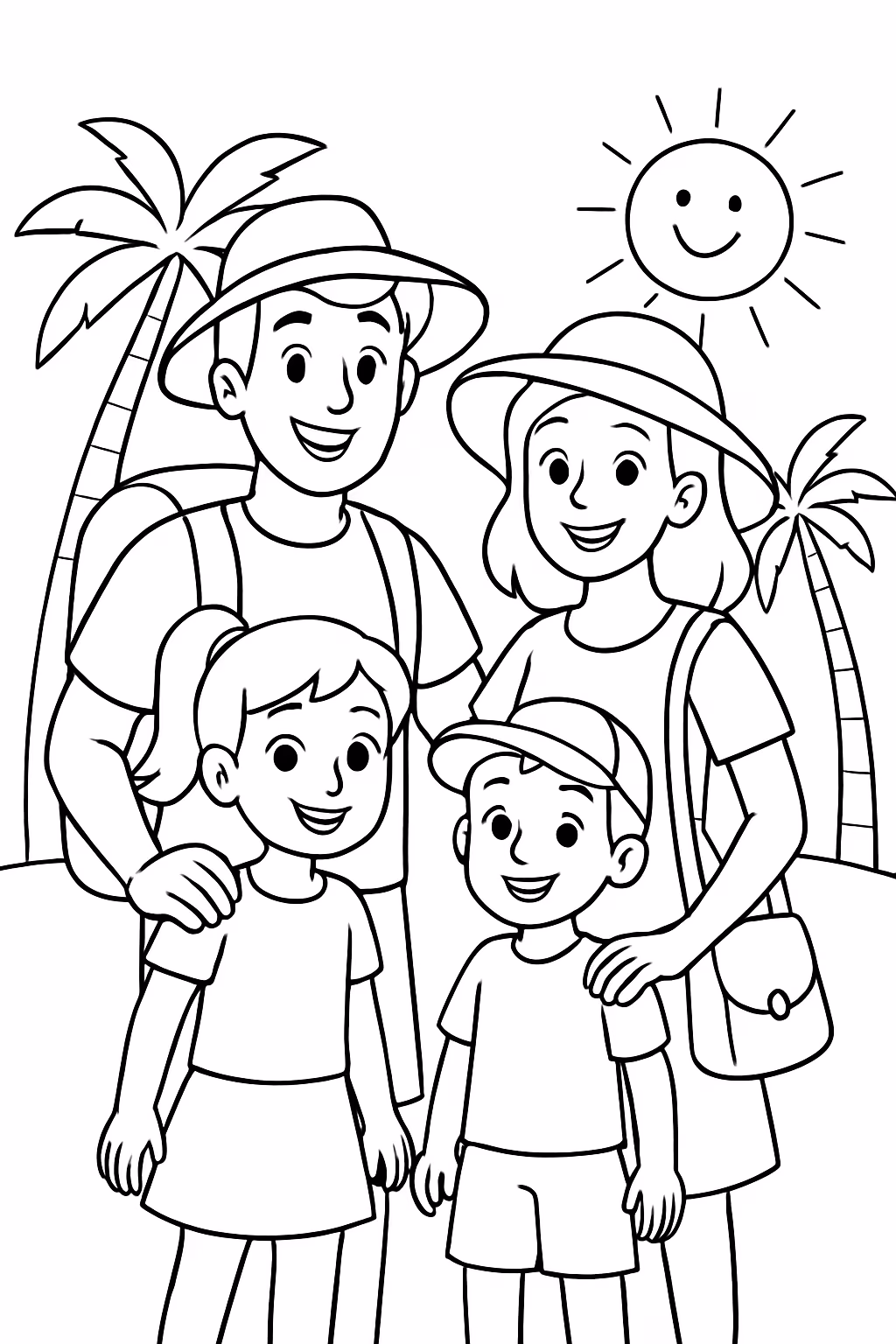 Familia de ferias para colorir — desenho para imprimir