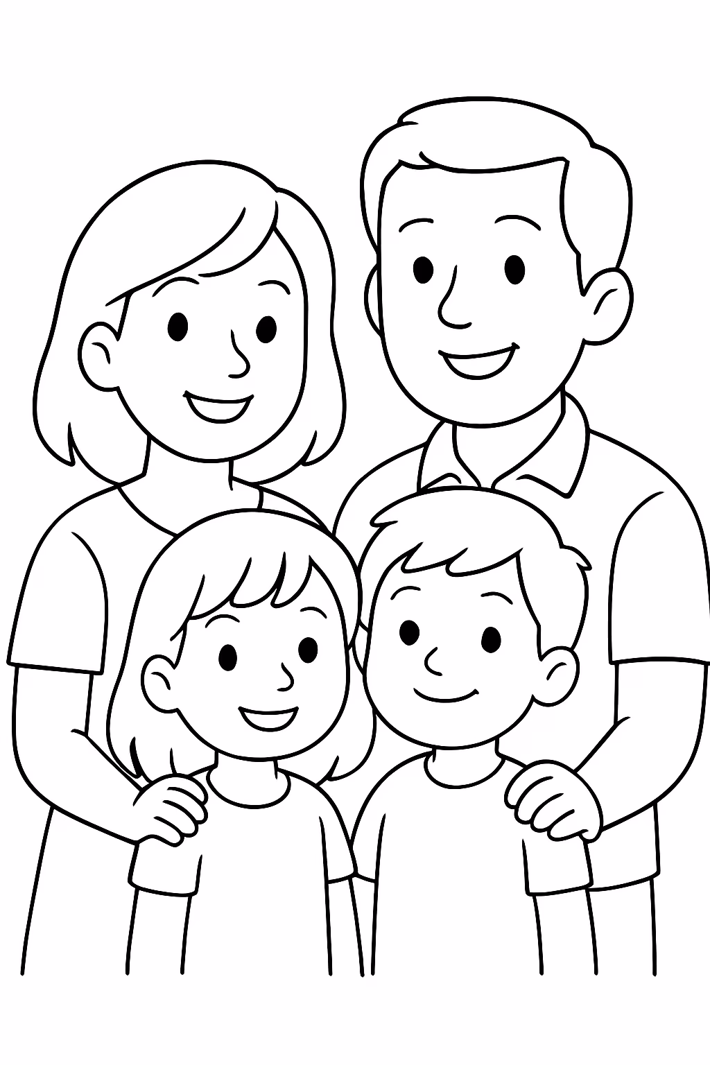 Familia duas menias para colorir — desenho para imprimir