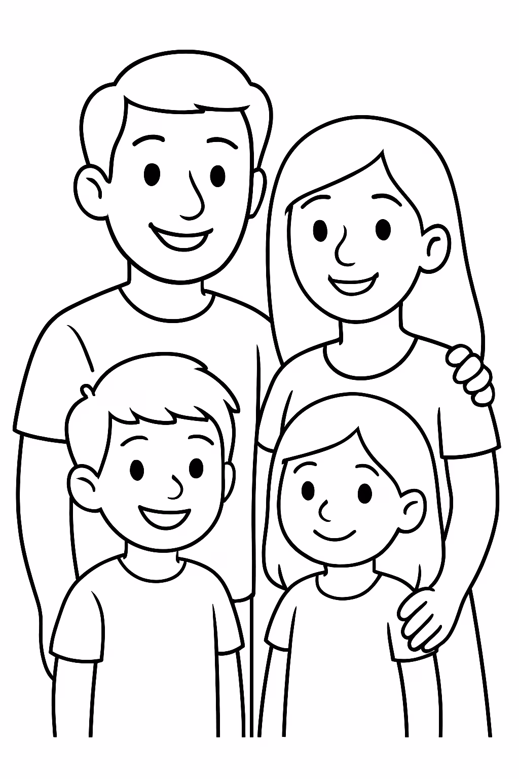 Familia mae pai filho e filha para colorir — desenho para imprimir