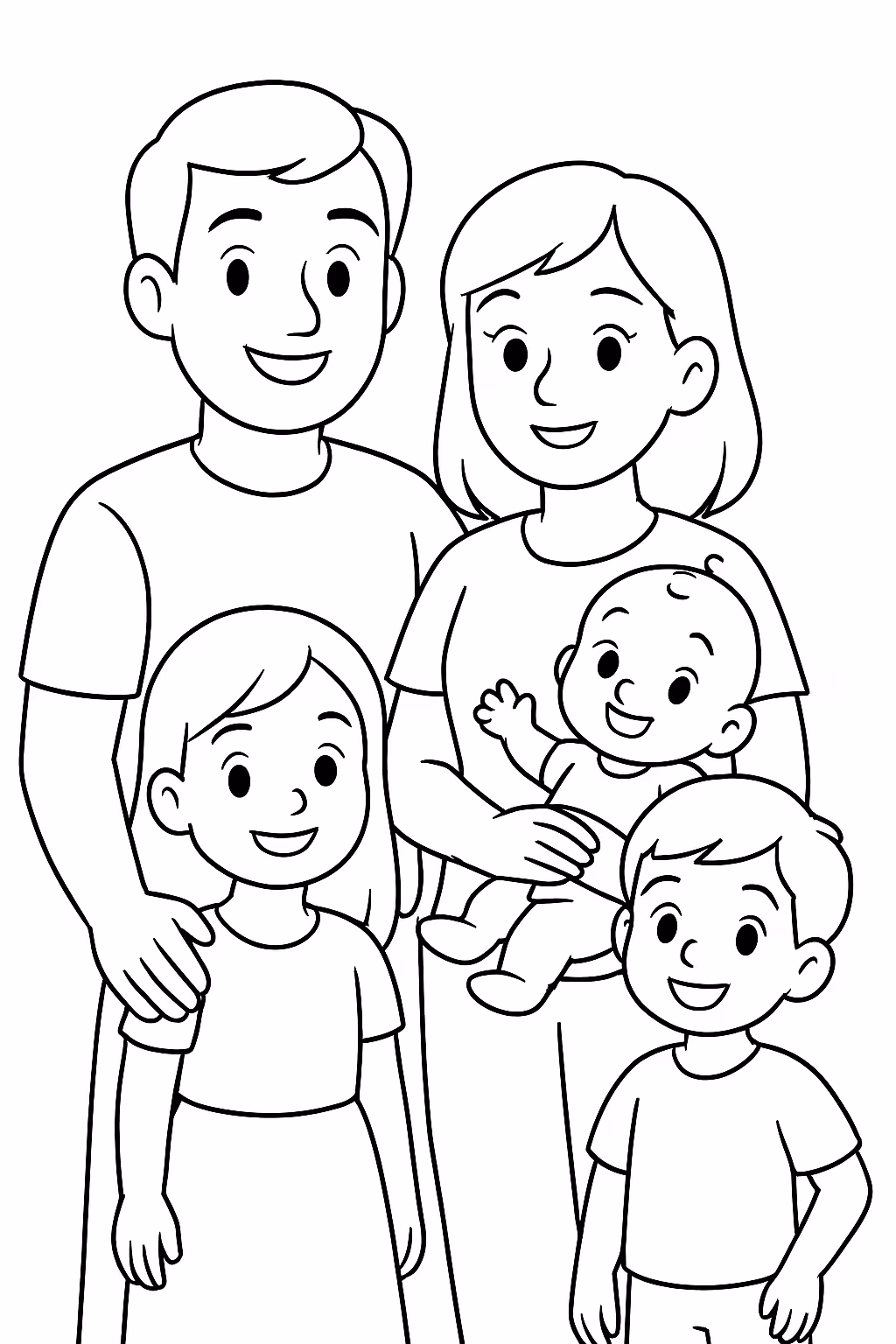 Familia mamae papai maninha bebe e filha 7aninhos para colorir — desenho para imprimir