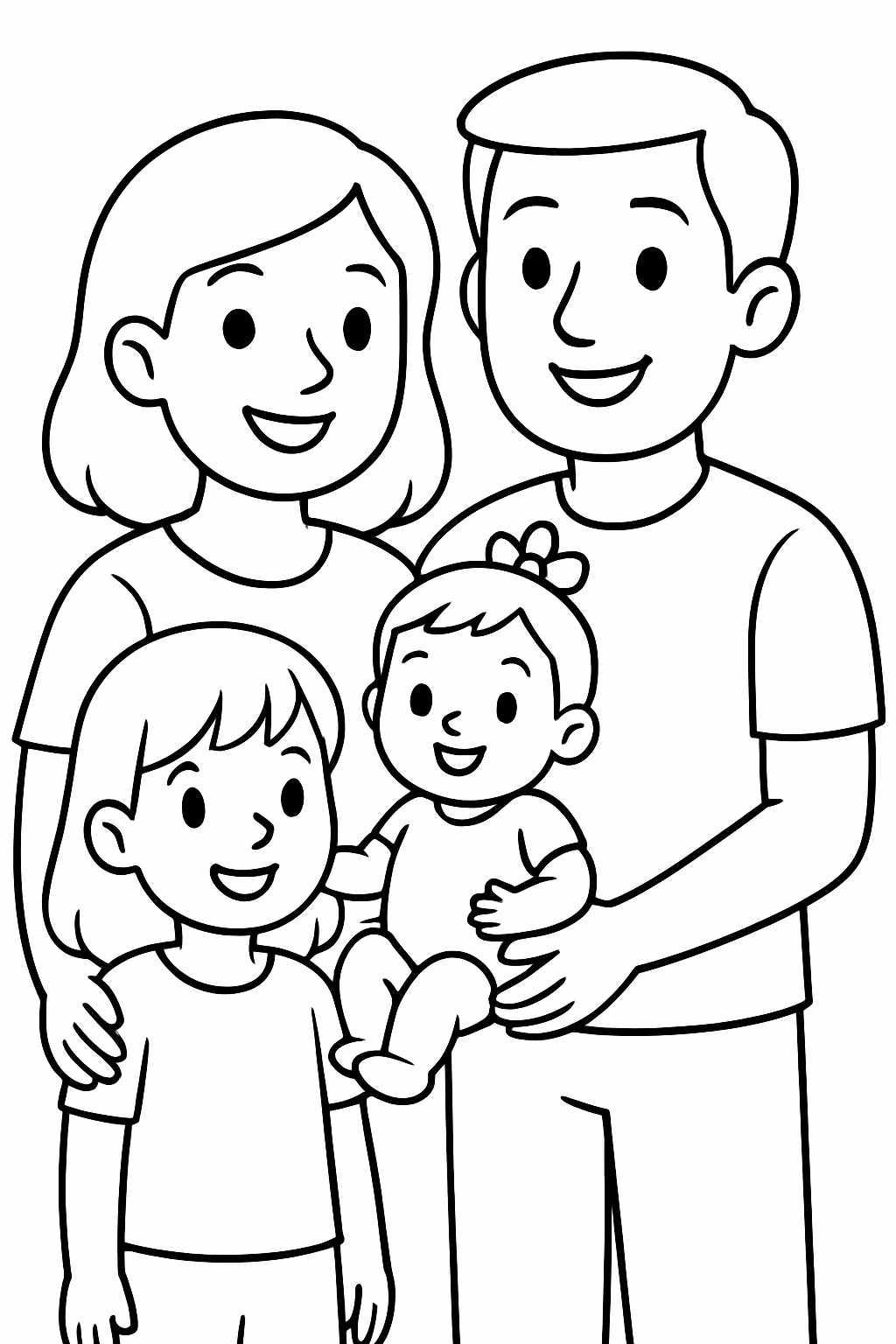 Familia mamae papai menina bebe e filha aninhos para colorir — desenho para imprimir