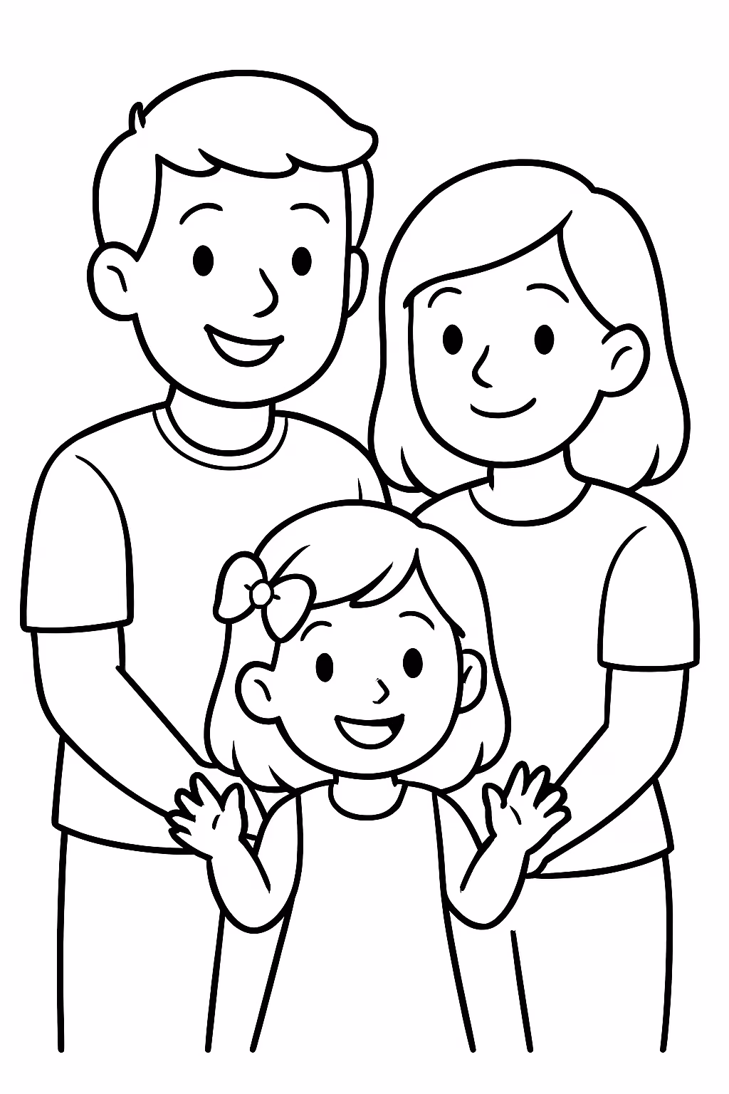 Familia pai mae filha para colorir — desenho para imprimir