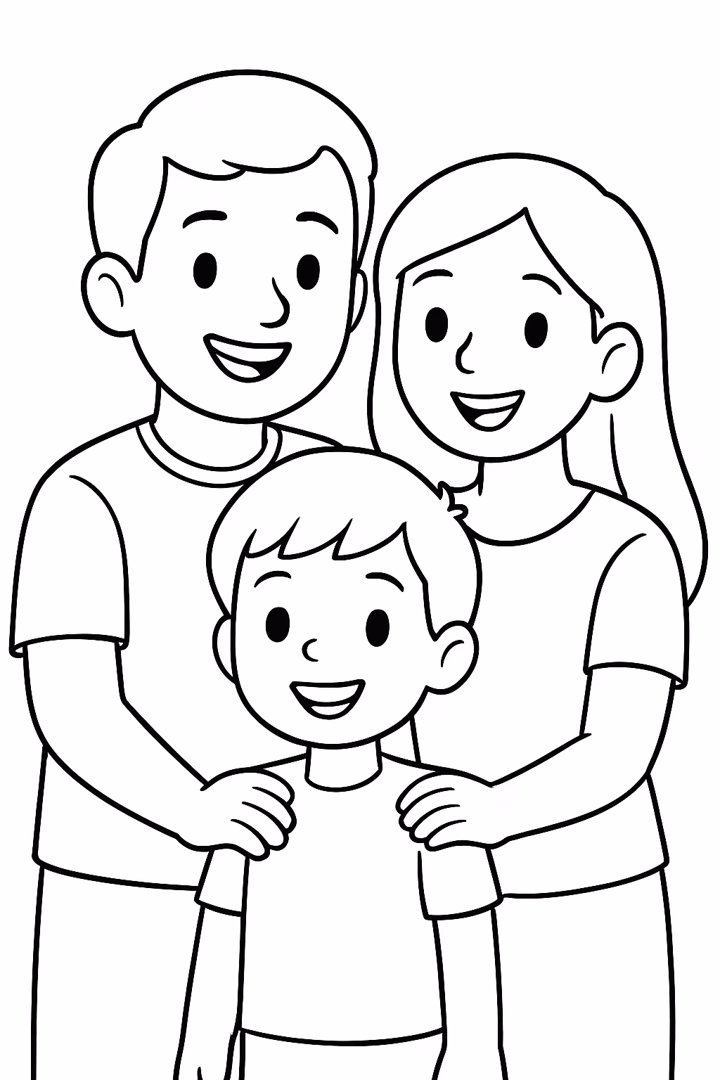 Familia papai mamae e filho para colorir — desenho para imprimir