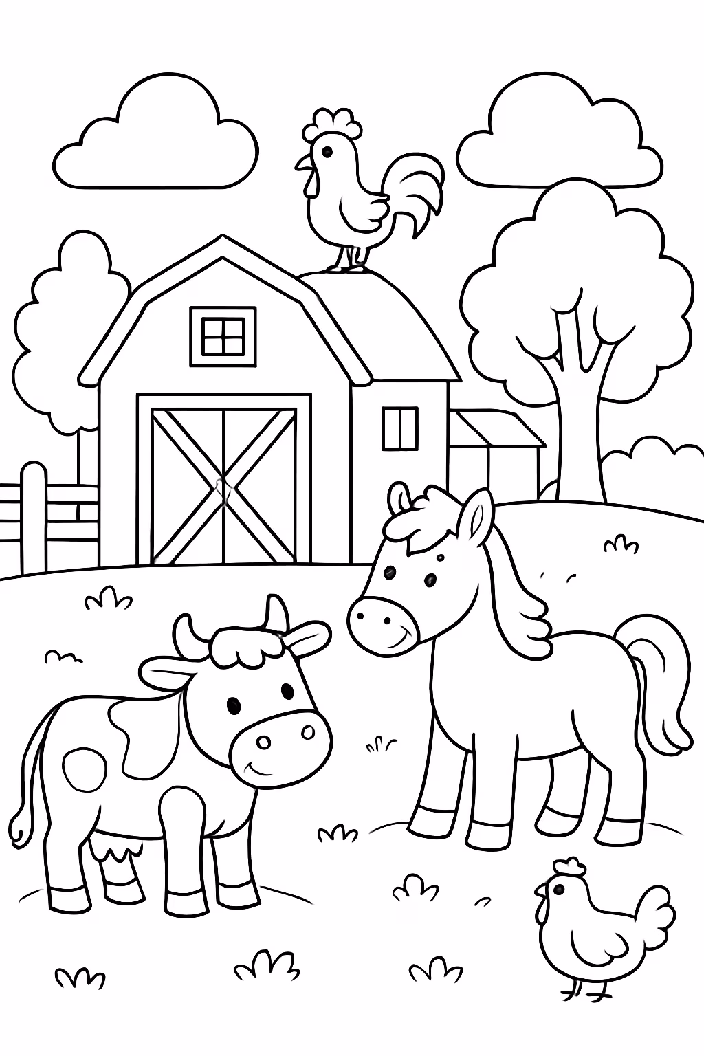 Fazendinha para colorir — desenho para imprimir