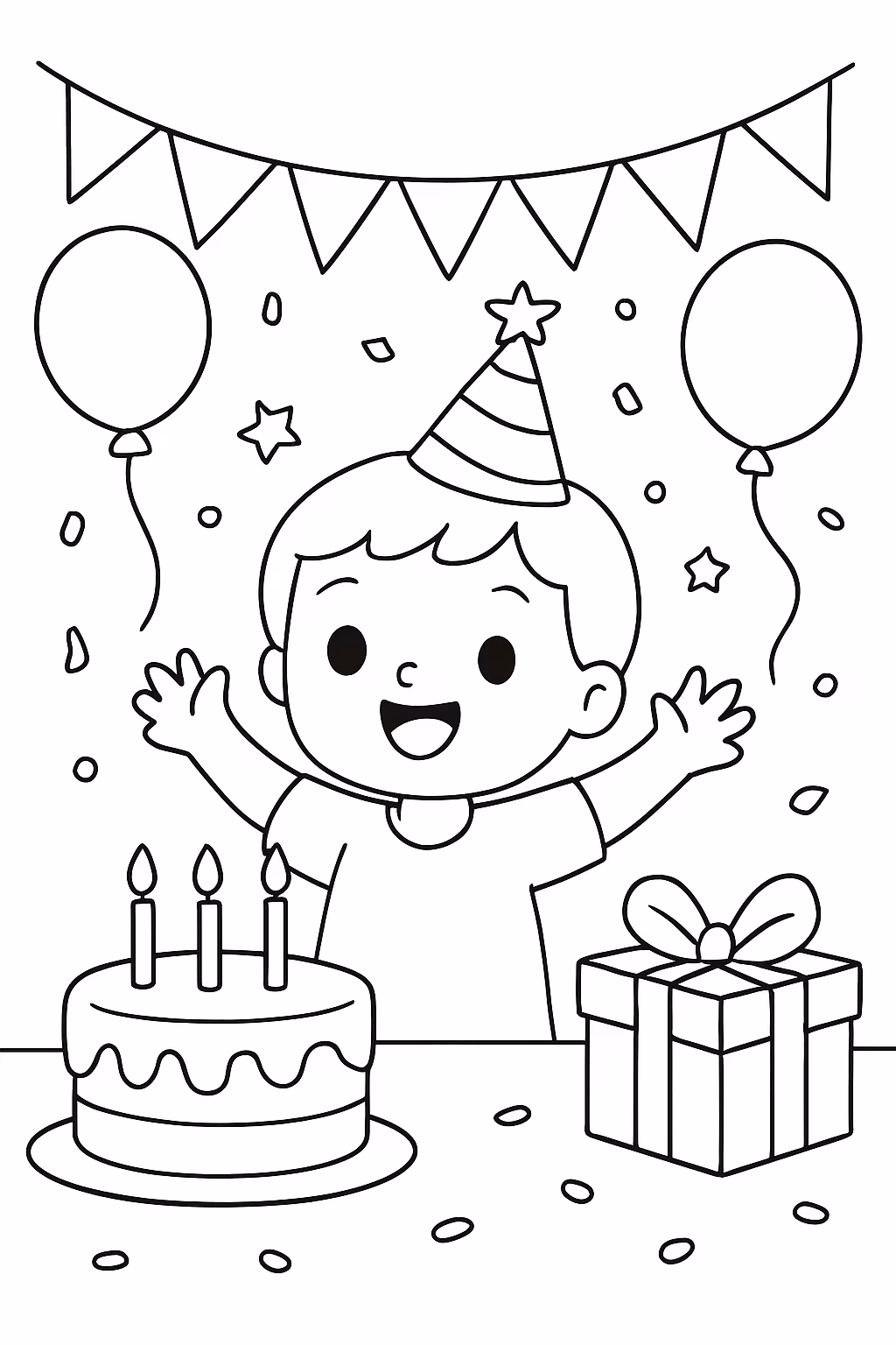 Festa de aniversario para colorir — desenho para imprimir