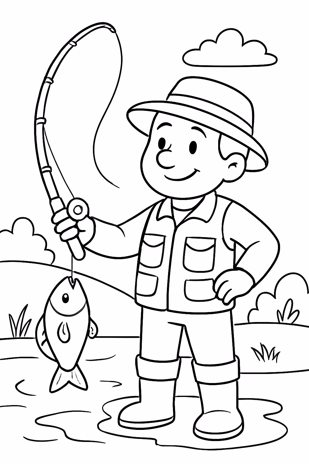 Fisher man para colorir — desenho para imprimir