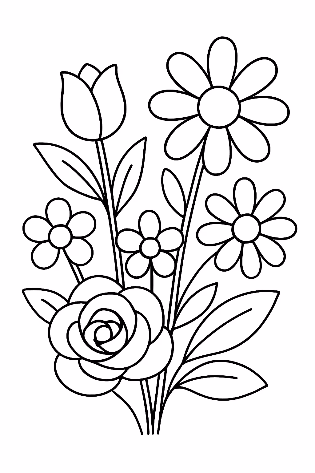 Flores para colorir — desenho para imprimir