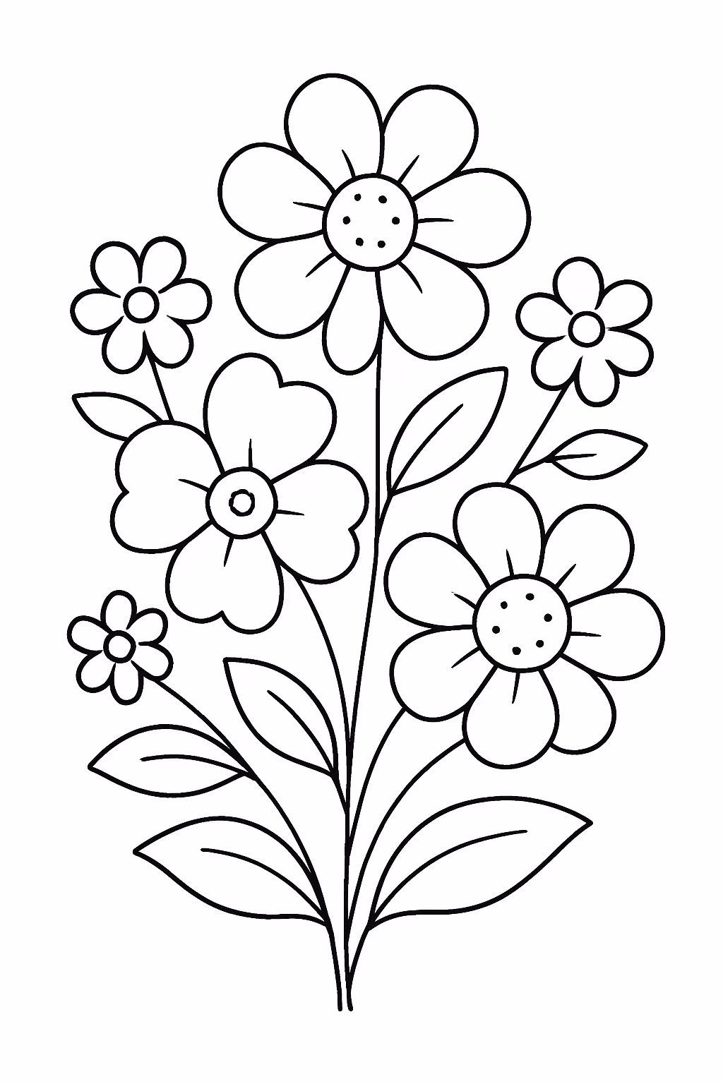 Flores pequenas para colorir — desenho para imprimir