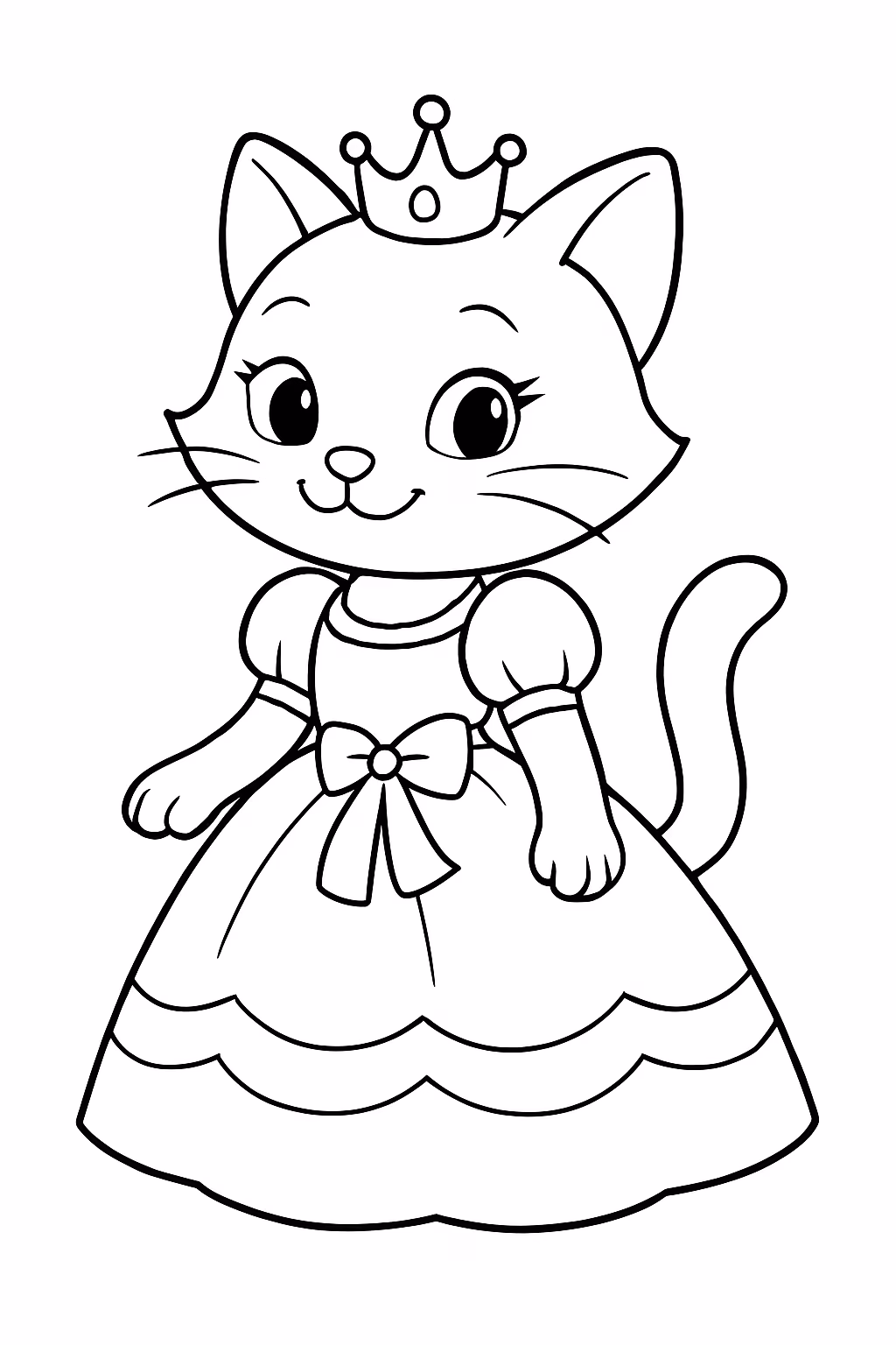 Gata com vestido de gala para colorir — desenho para imprimir
