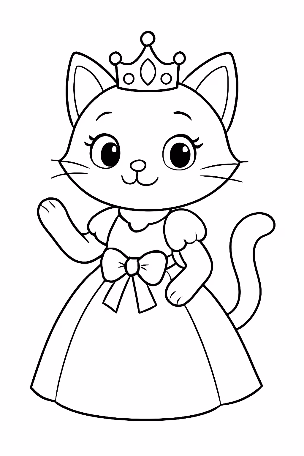 Gata princesa para colorir — desenho para imprimir