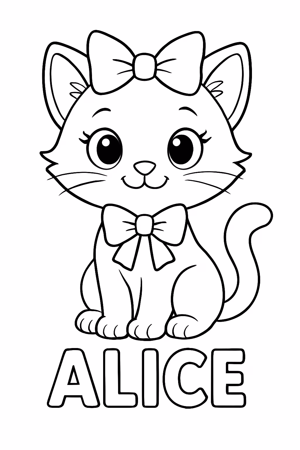 Gatinha com nome alice para colorir — desenho para imprimir