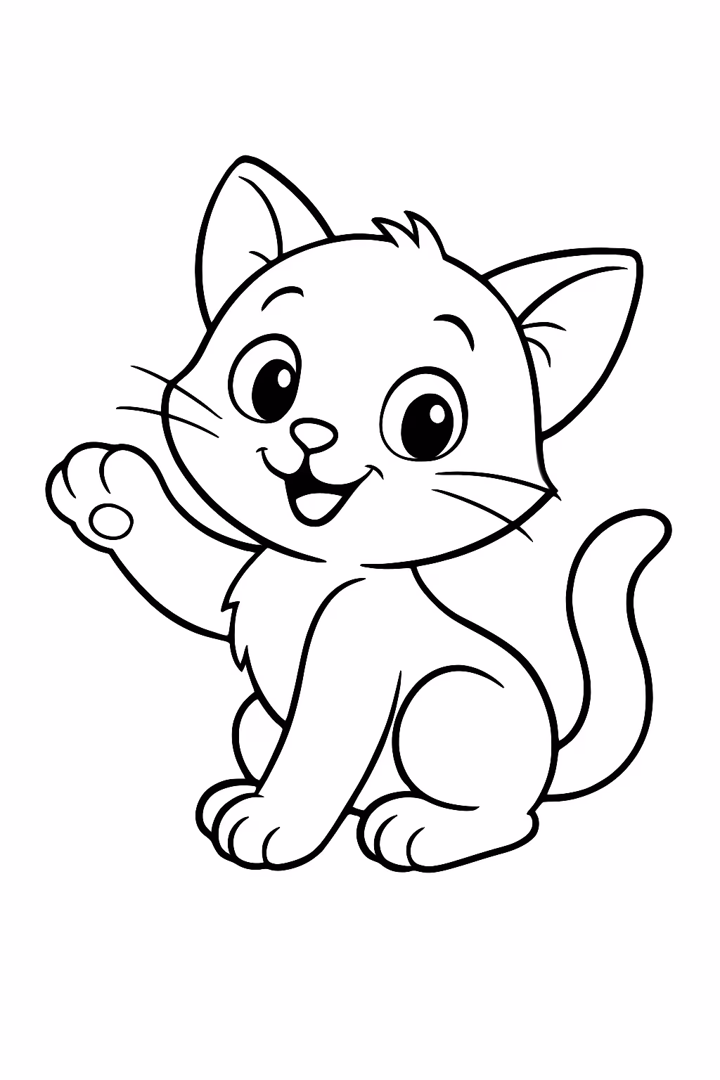 Gatinho brincando para colorir — desenho para imprimir