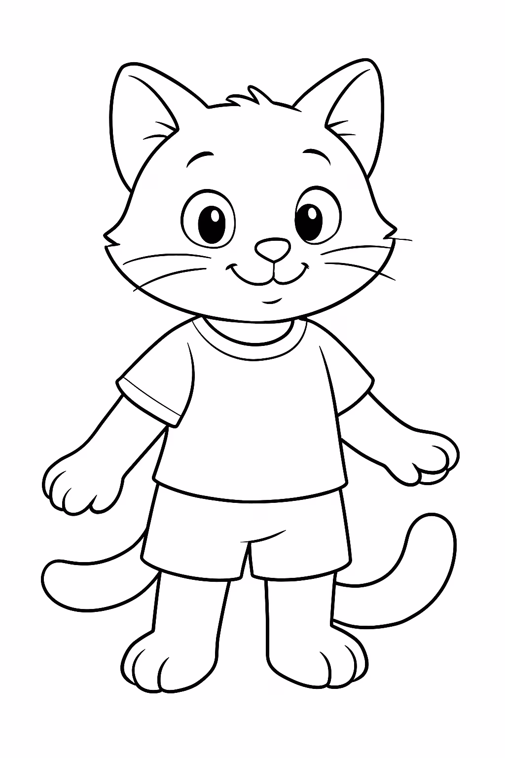 Gatinho vestir roupa para colorir — desenho para imprimir