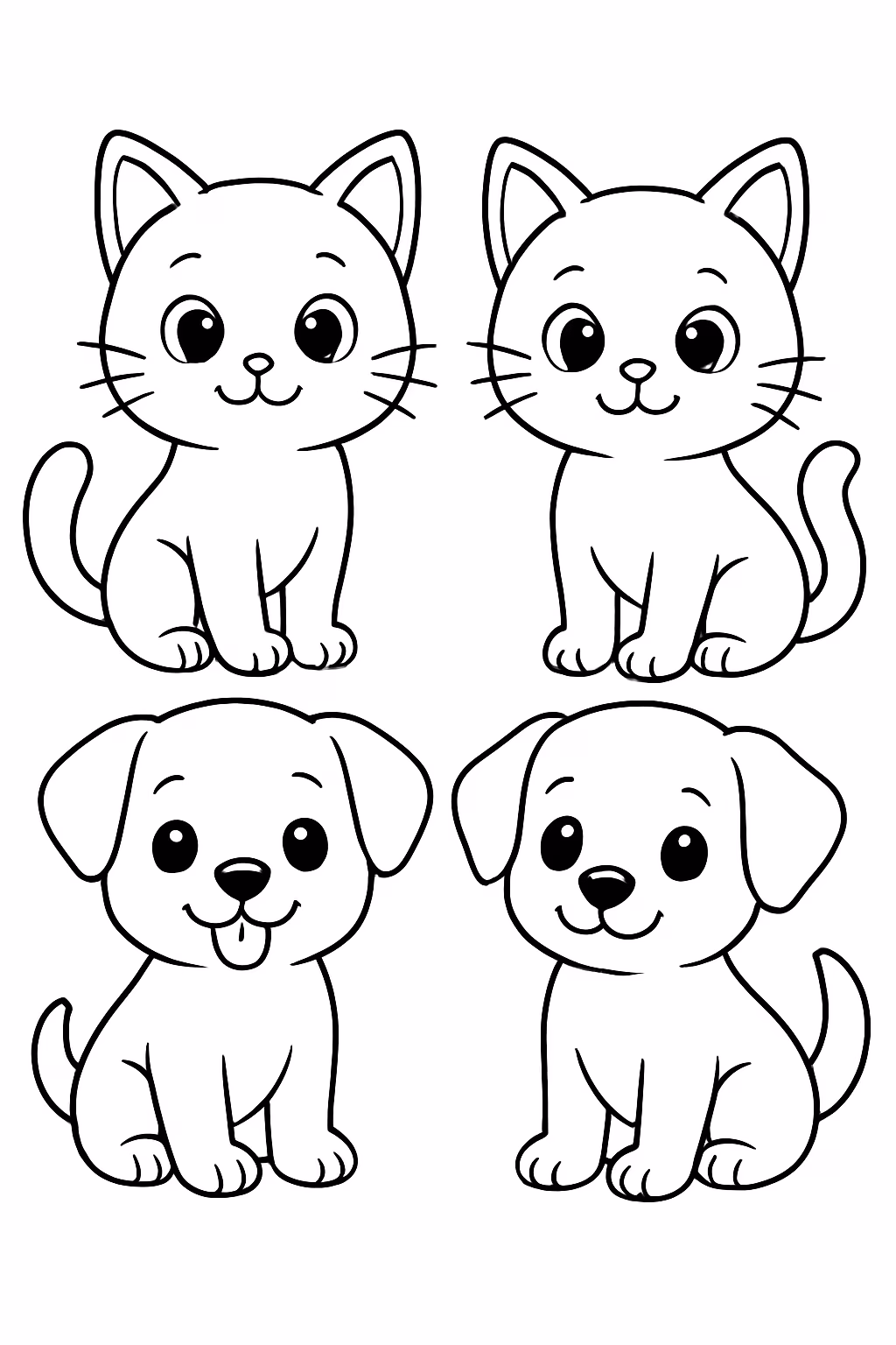 Gatinhos e cachorrinhos para colorir — desenho para imprimir