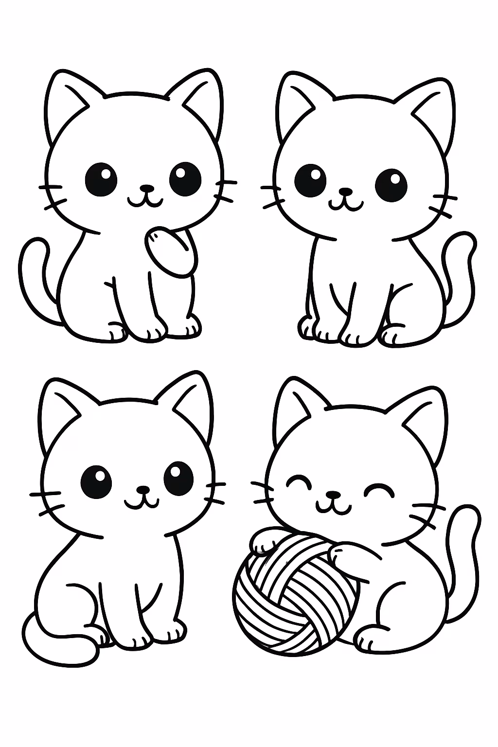 Gatinhos kawaii fofinhos com bobie goods para colorir — desenho para imprimir