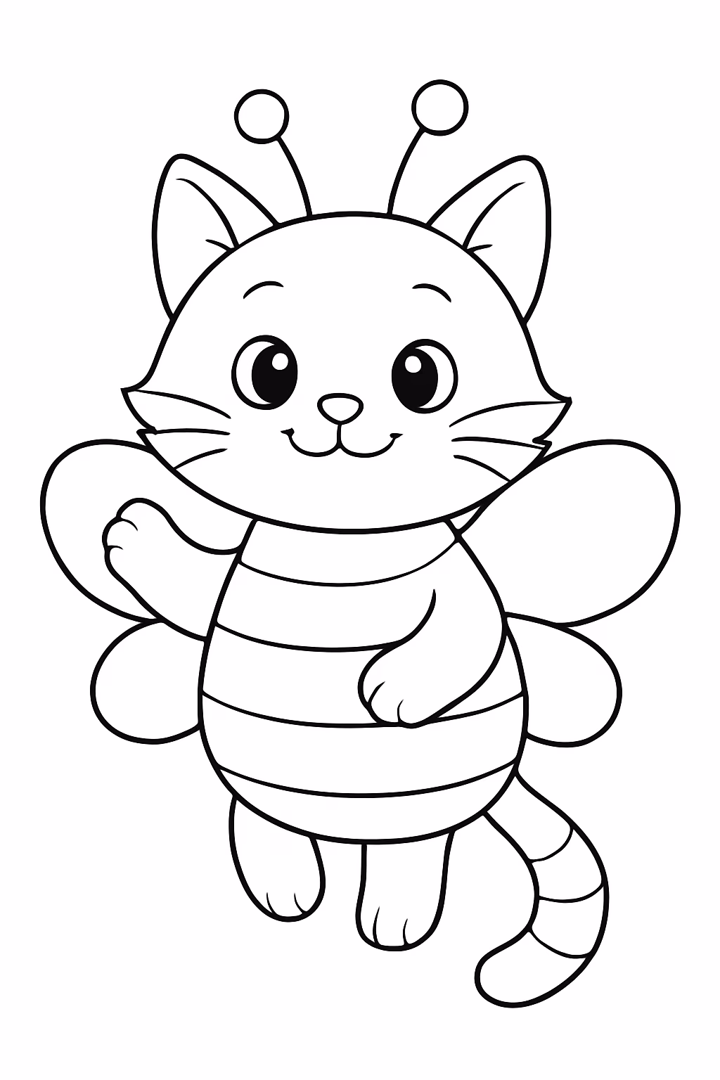 Gato abelha para colorir — desenho para imprimir