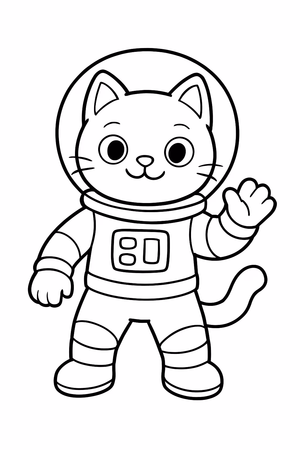 Gato astronauta 3d para colorir — desenho para imprimir