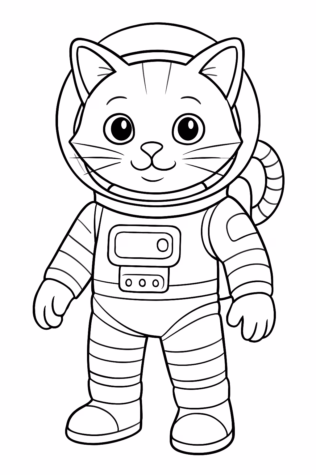 Gato astronauta realista para colorir — desenho para imprimir