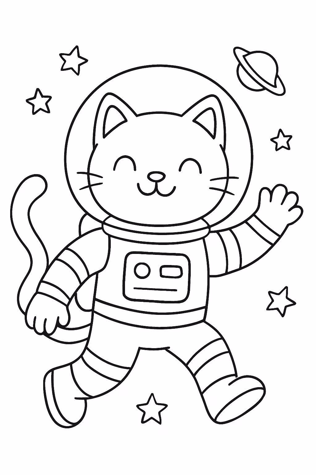 Gato autronauta para colorir — desenho para imprimir