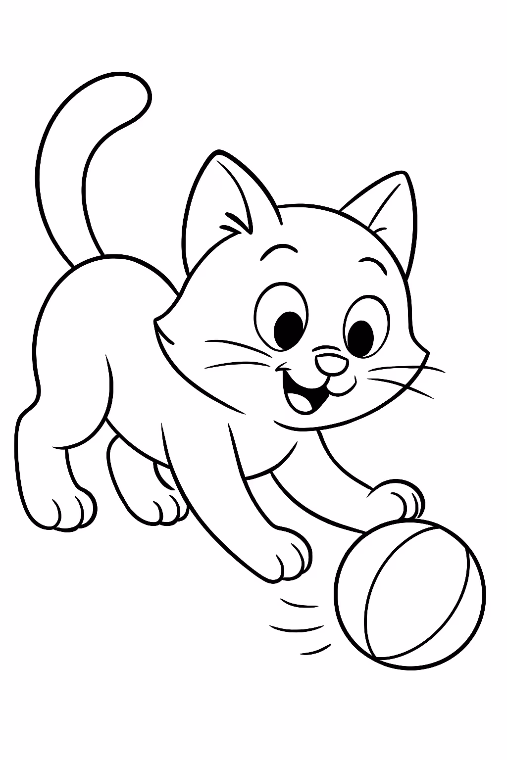 Gato brincando para colorir — desenho para imprimir