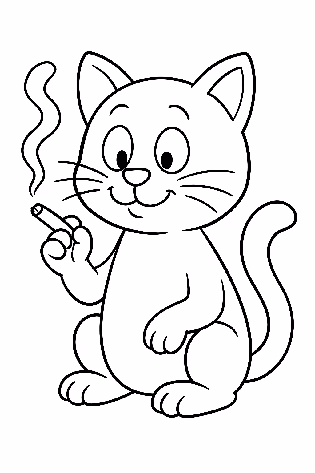 Gato fumando para colorir — desenho para imprimir