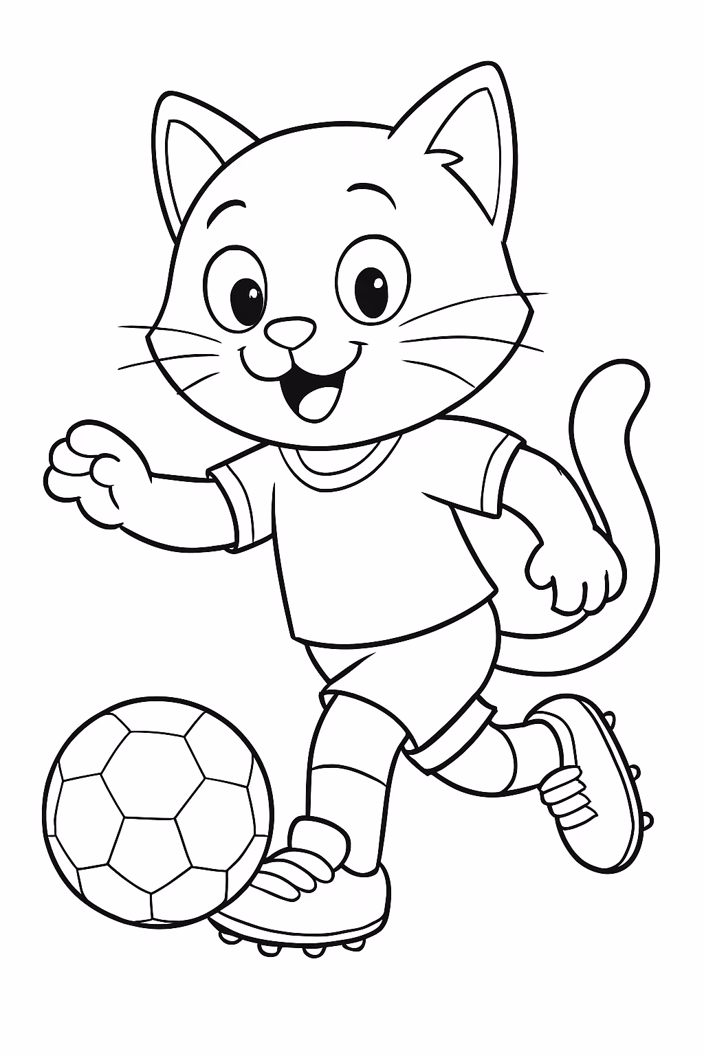 Gato jogador de futebol para colorir — desenho para imprimir