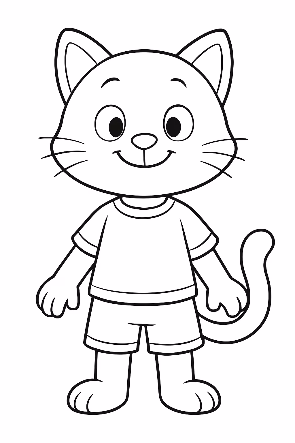 Gato vestir para colorir — desenho para imprimir