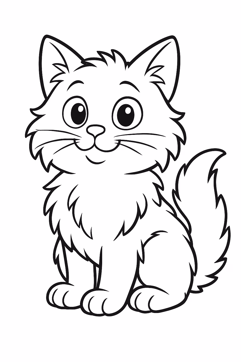 Gato preto peludao para colorir — desenho para imprimir