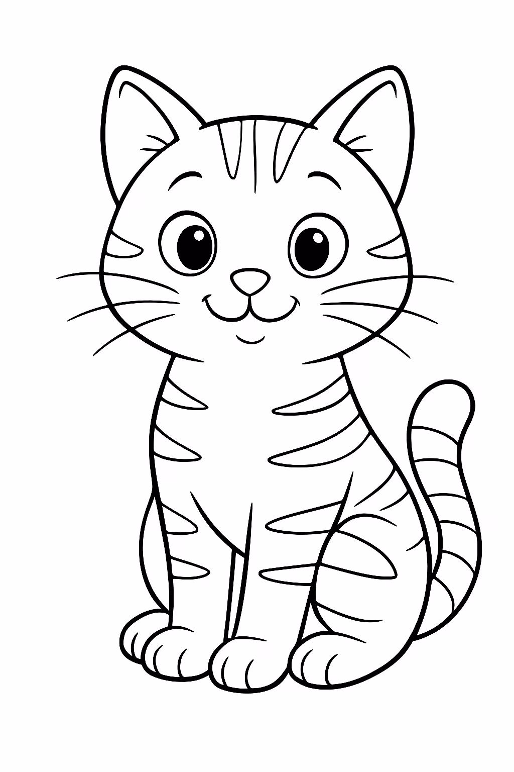 Gato rajado sentado para colorir — desenho para imprimir