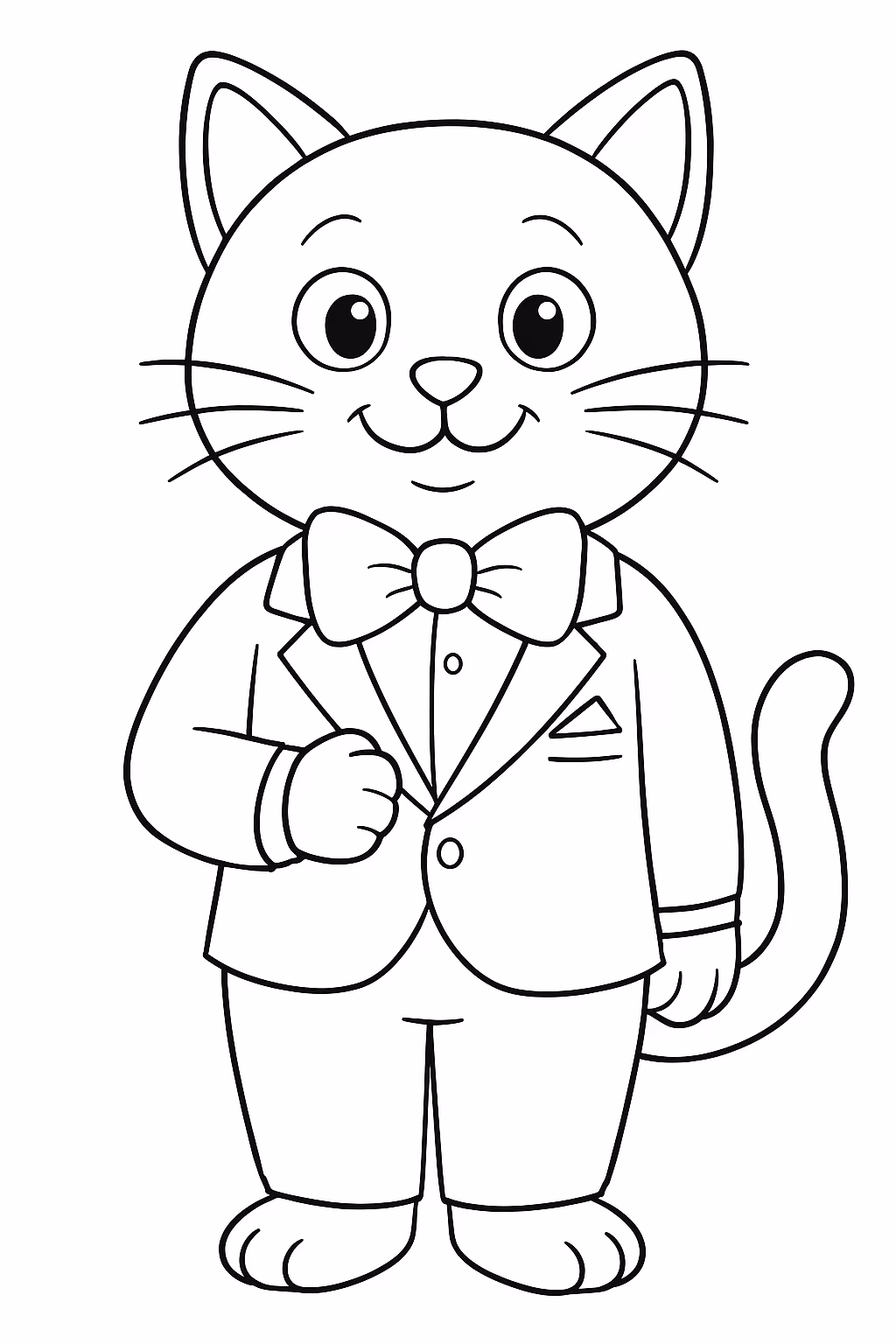 Gato vestido de gala para colorir — desenho para imprimir