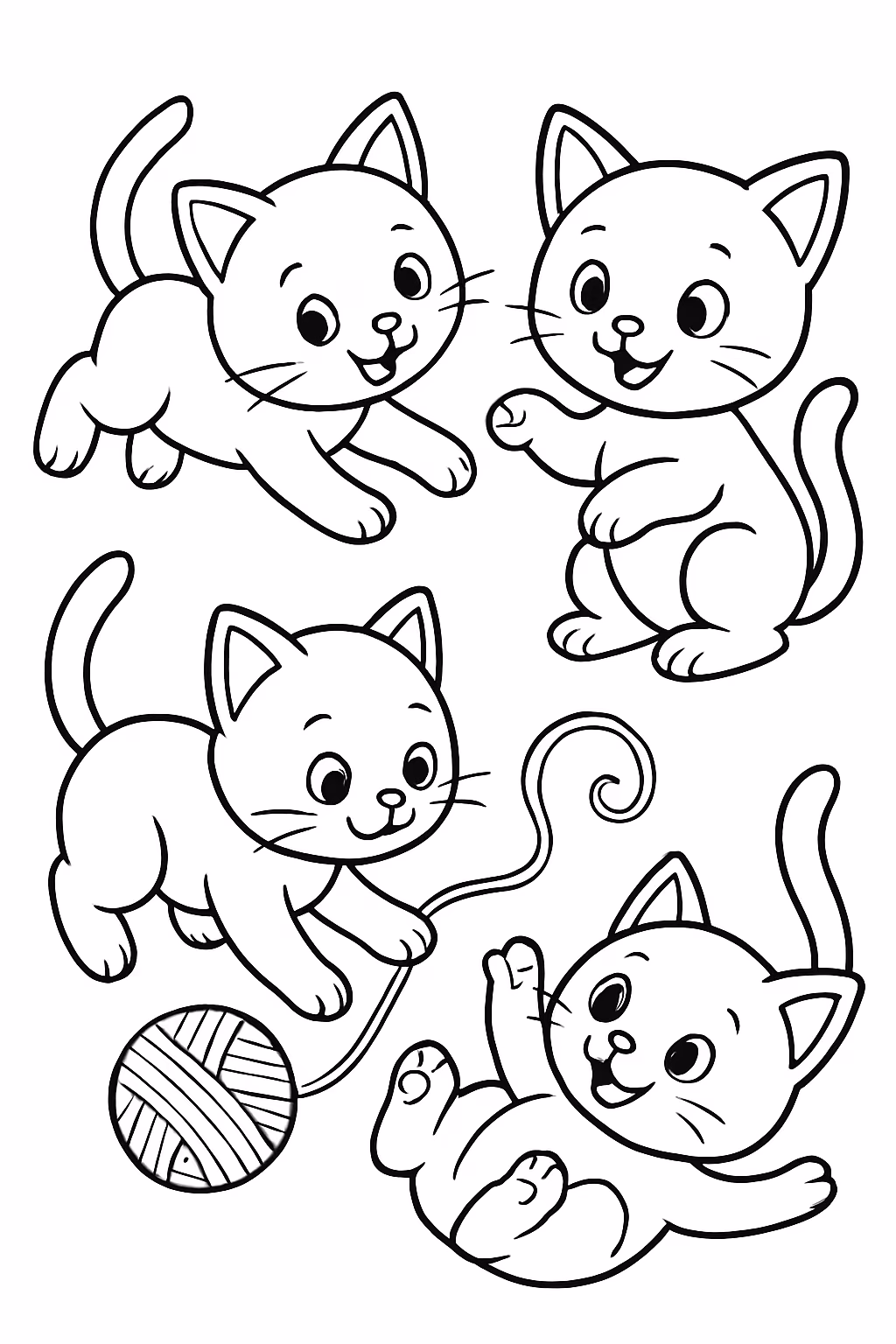 Gatos brincando para colorir — desenho para imprimir