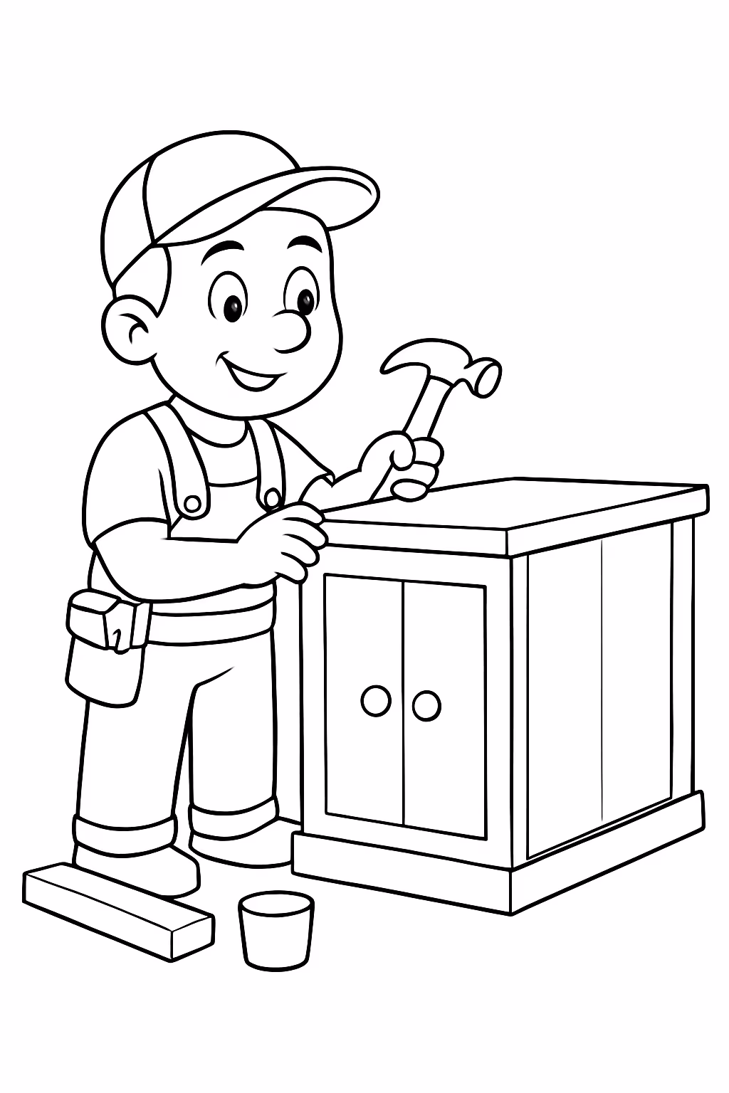 Gerar um marceneito fazendo armario para colorir — desenho para imprimir