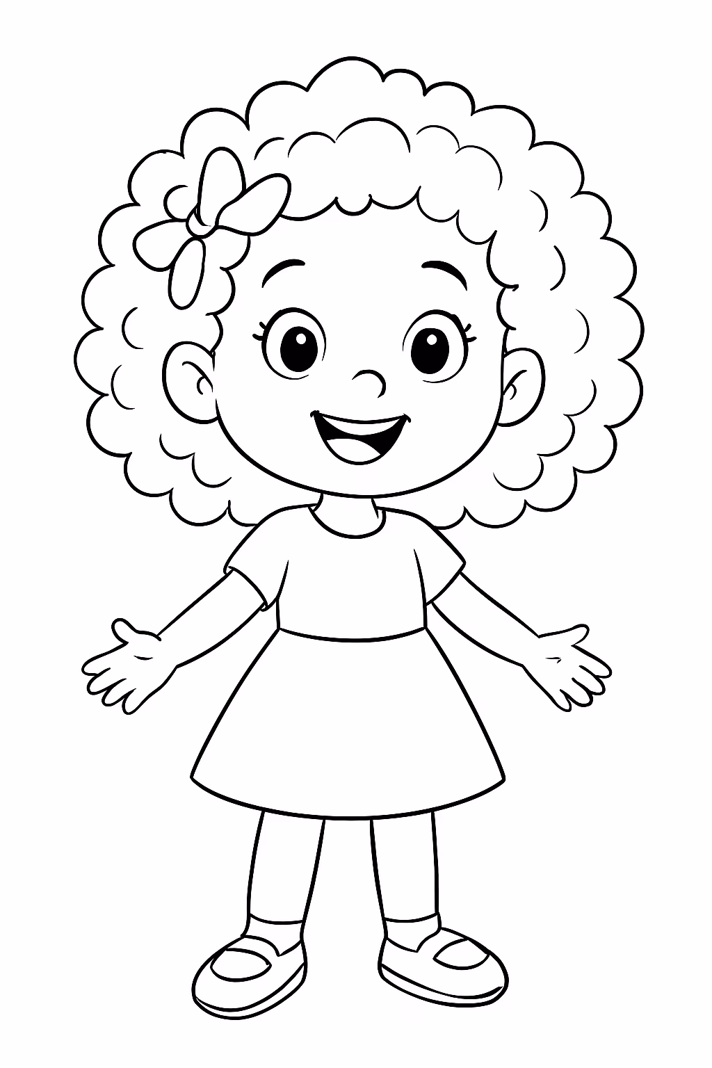 Gerar uma menina de anos cabelo cacheado para colorir — desenho para imprimir