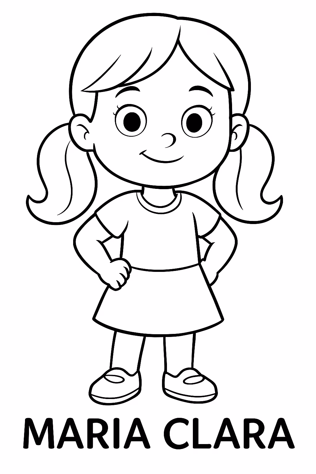 Gere um de uma menina e coloque o nome maria para colorir — desenho para imprimir