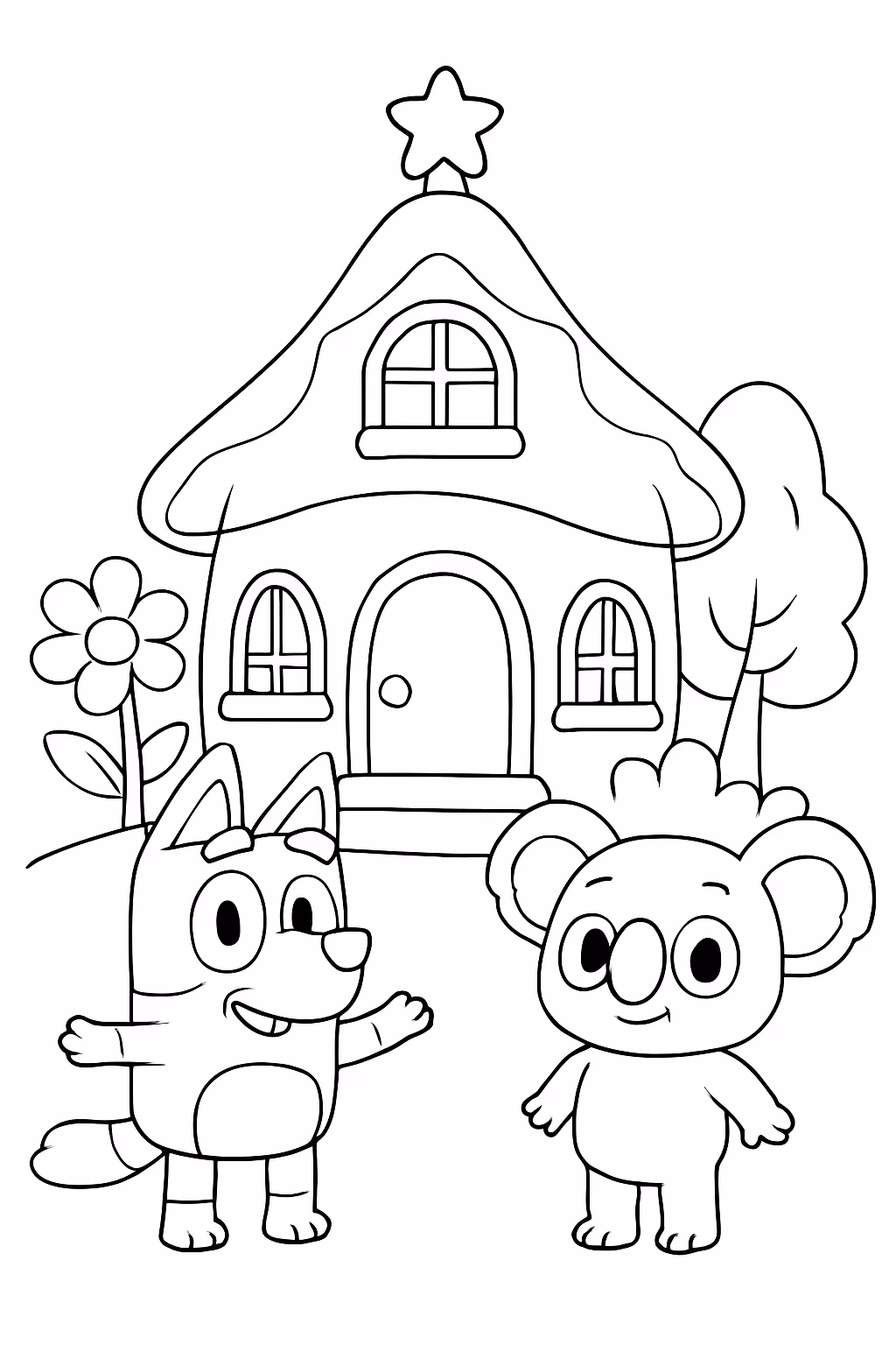 Gere uma imagem que misture casa magica da gabi com para colorir — desenho para imprimir