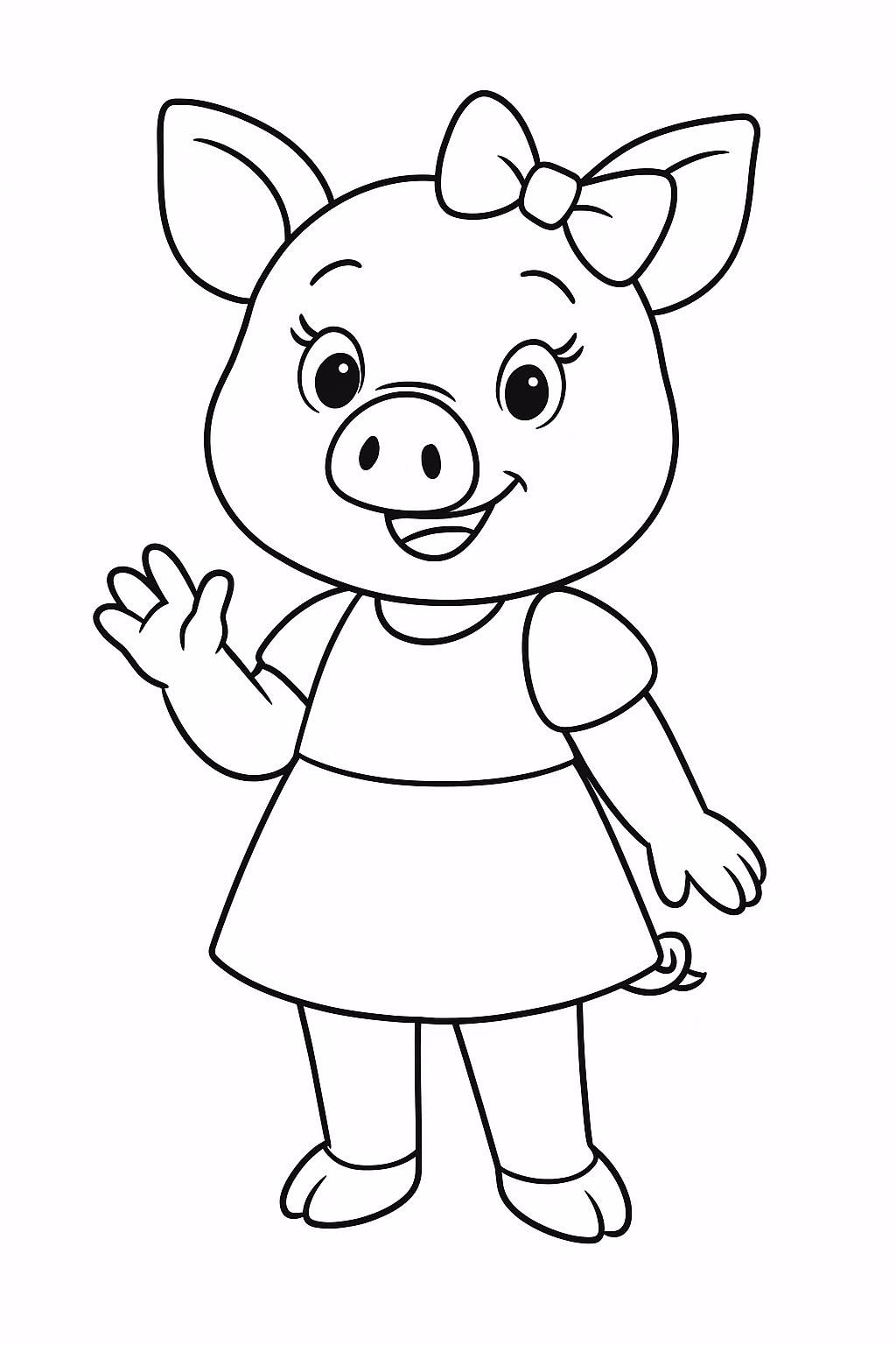 Gere uma menina porquinha para colorir — desenho para imprimir