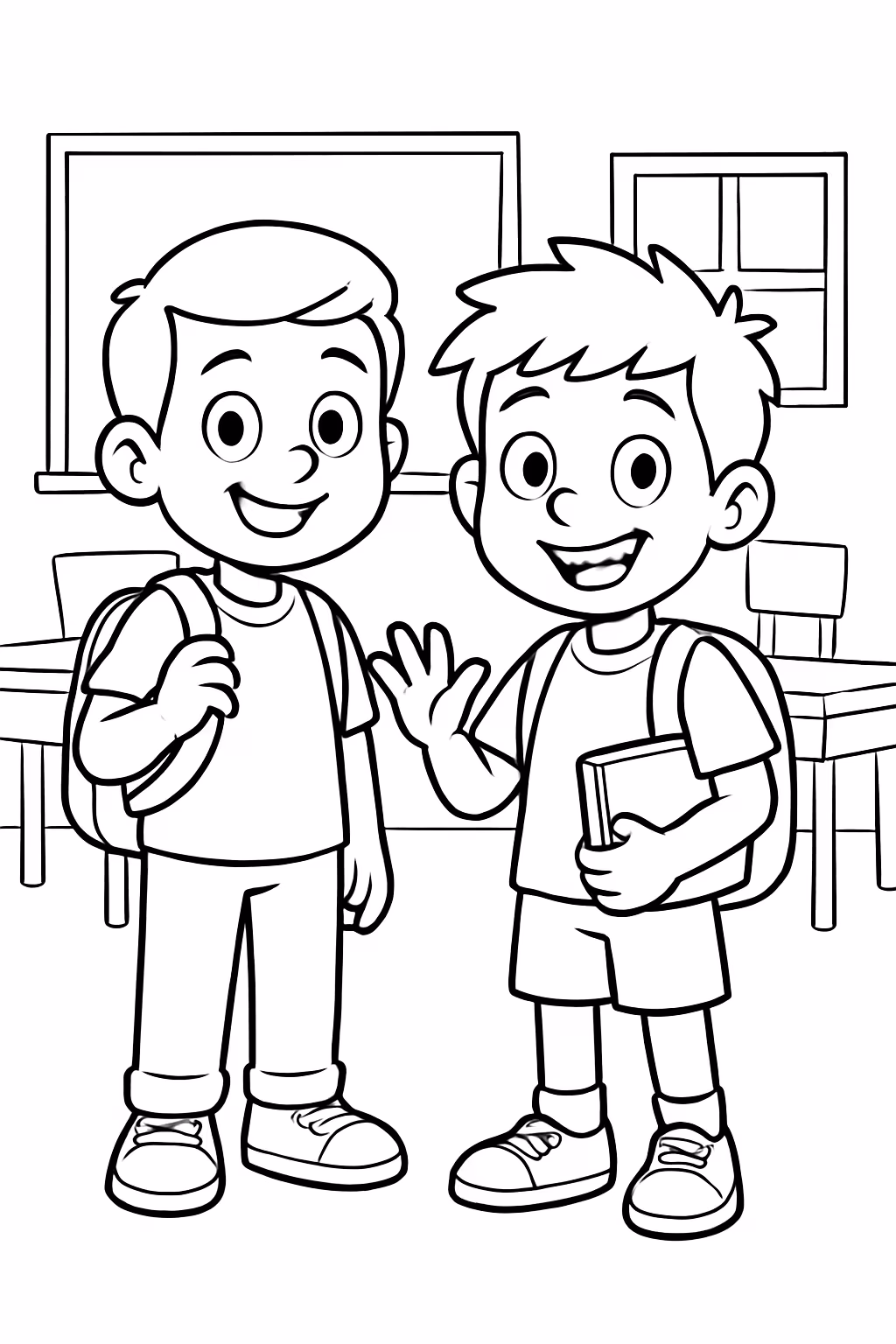 Gere uma turma de amigos na escola pietro e bernardo para colorir — desenho para imprimir