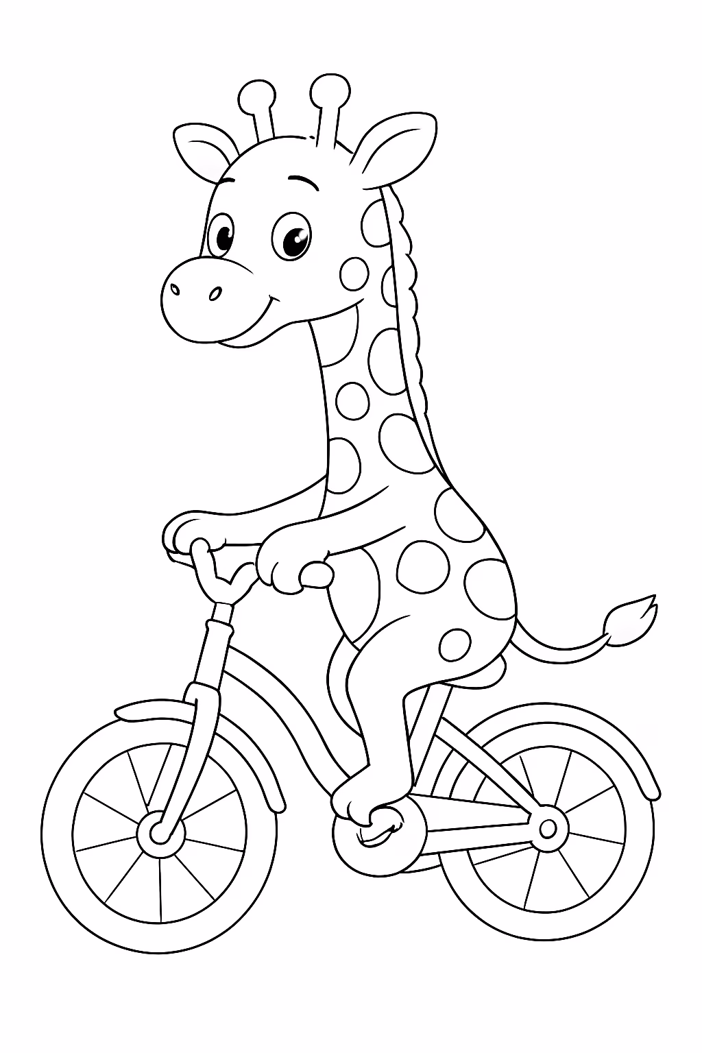 Girafa andando de bicicleta para colorir — desenho para imprimir