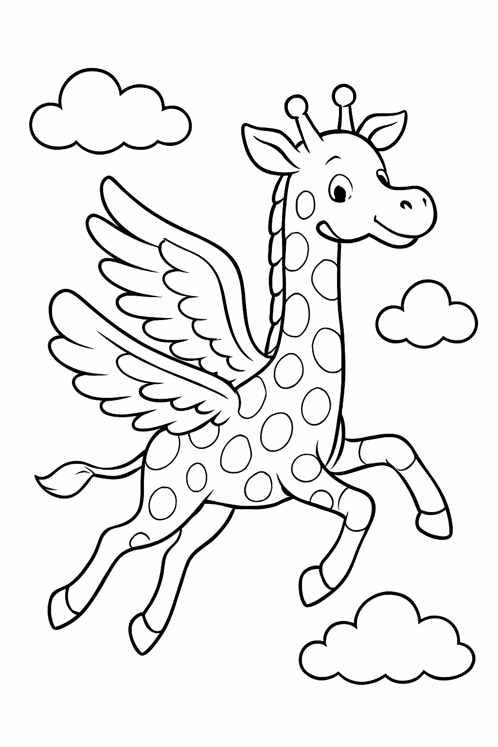 Girafa que voa para colorir — desenho para imprimir