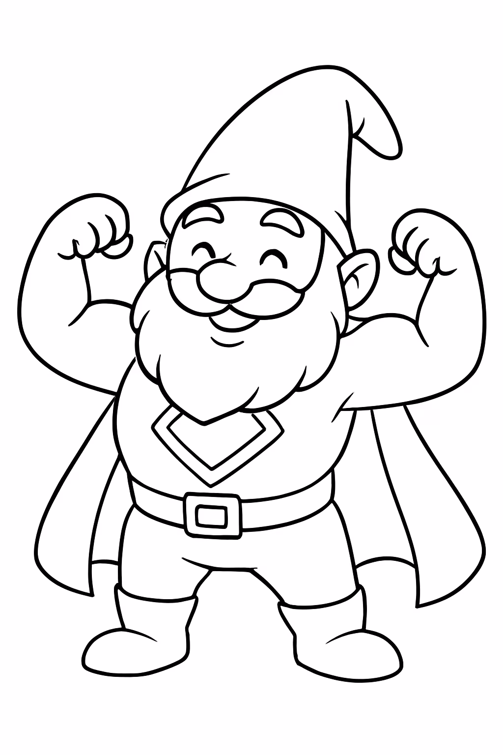 Gnomo super forte para colorir — desenho para imprimir