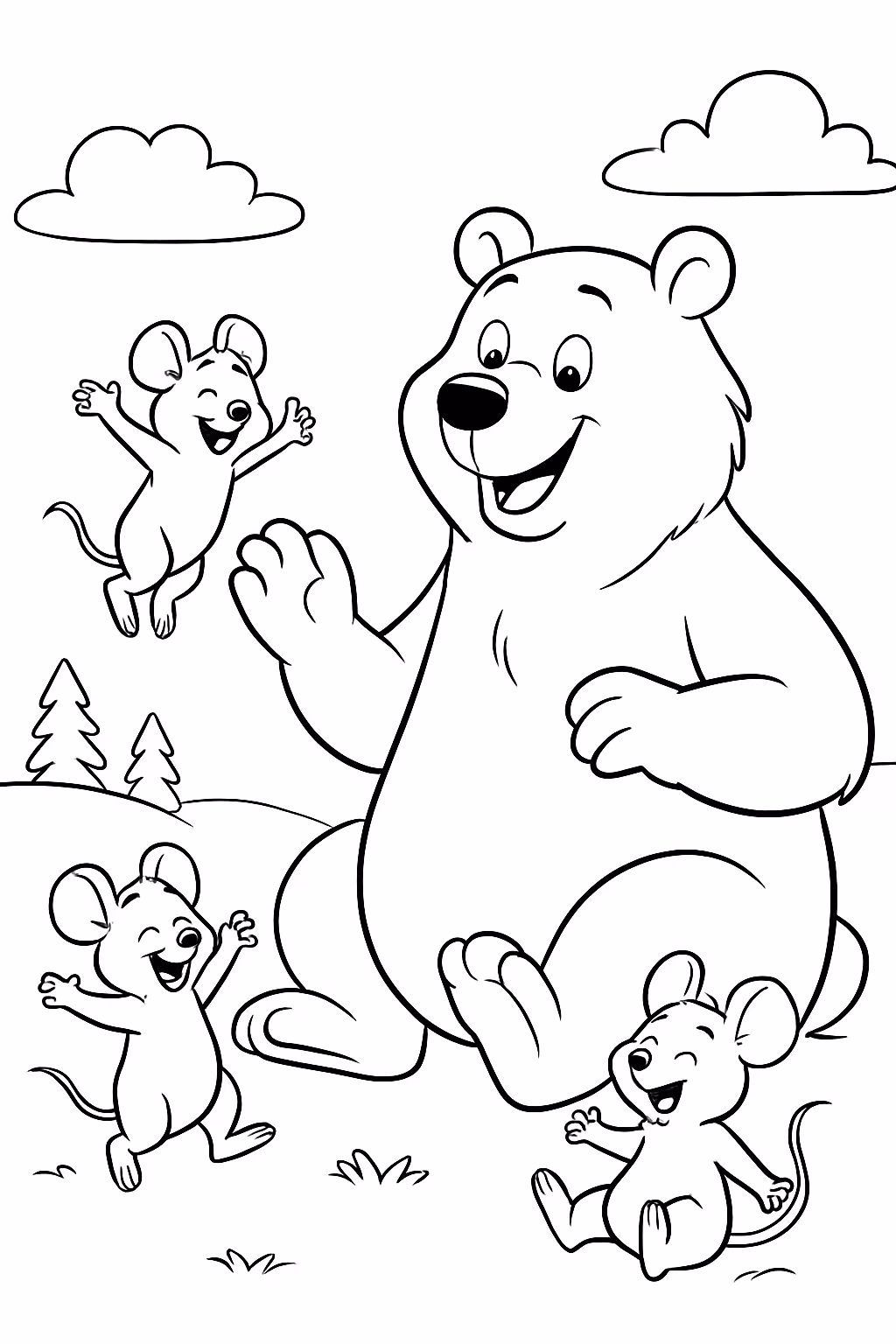 Grizzy e os lemmings a brincar para colorir — desenho para imprimir