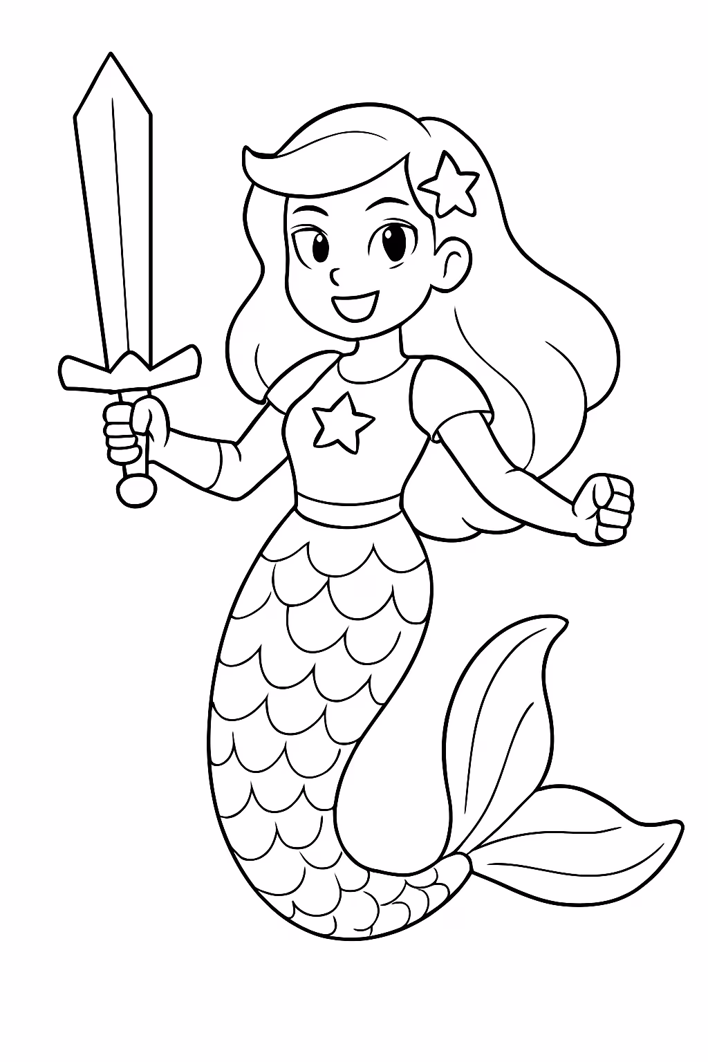 Guerreira super pop sereia para colorir — desenho para imprimir