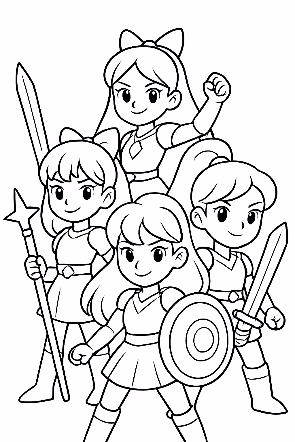 Guerreiras do k popo para colorir — desenho para imprimir
